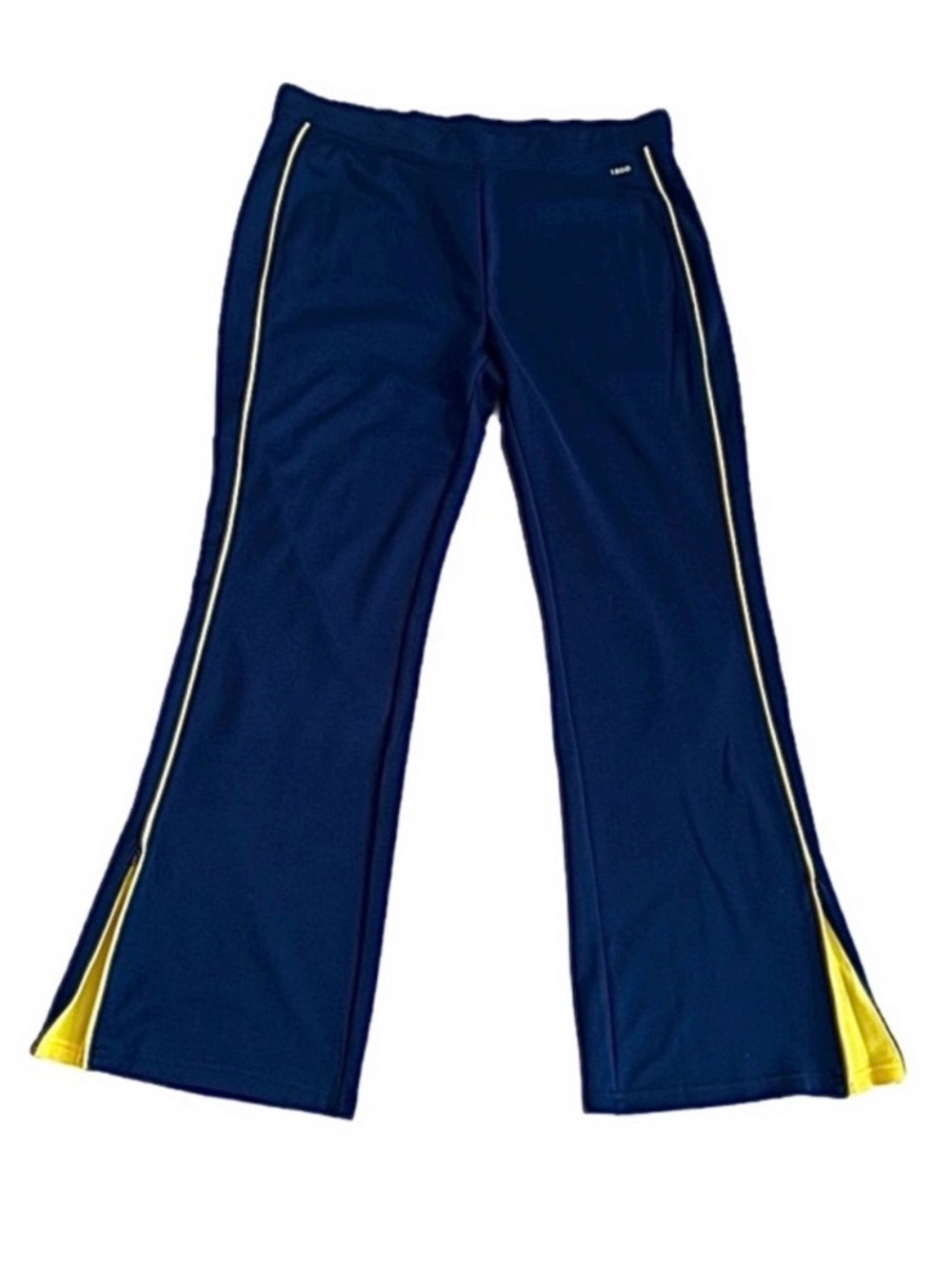 IZOD ~ Navy Blue Casual Gym/Workout Pants w/Yellow Trim Expandable Leg Bottom